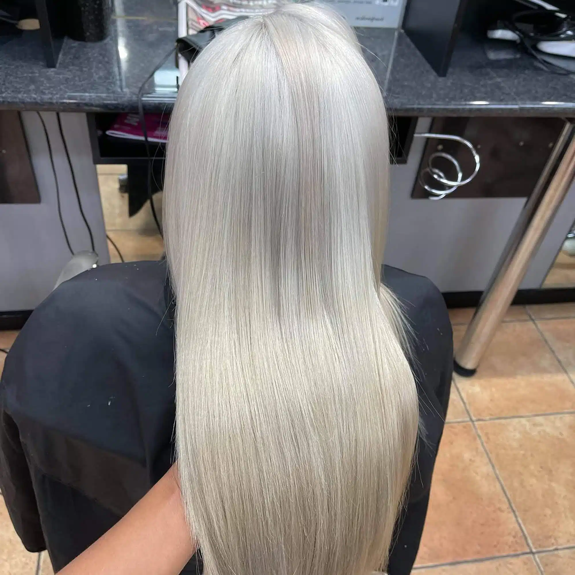Keratin smoothing treatment being applied
