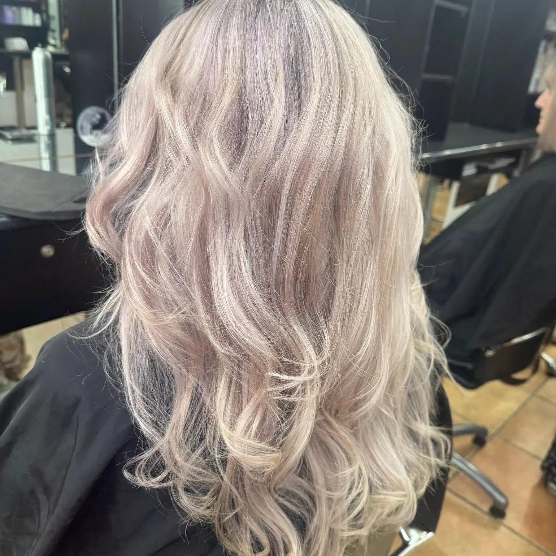 Foil highlights weaved through hair