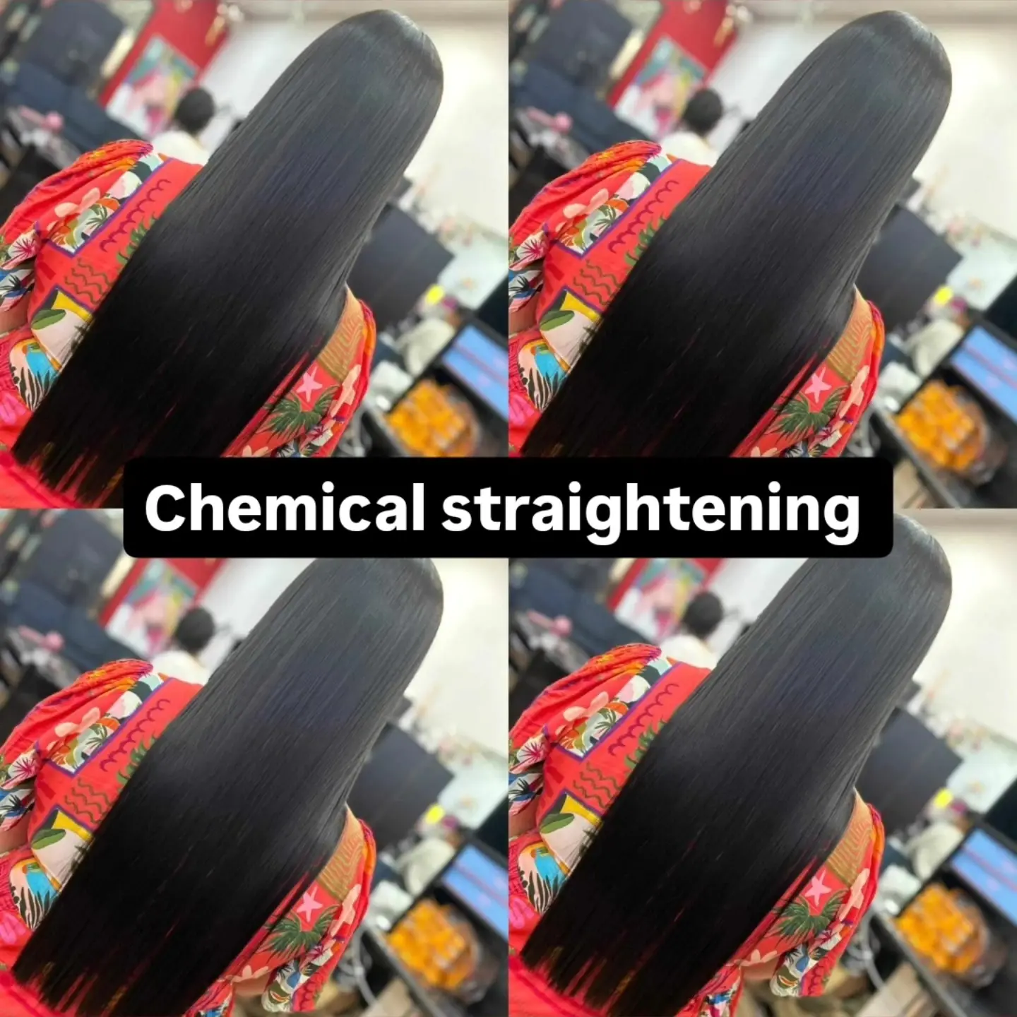 Sleek straightened hair result