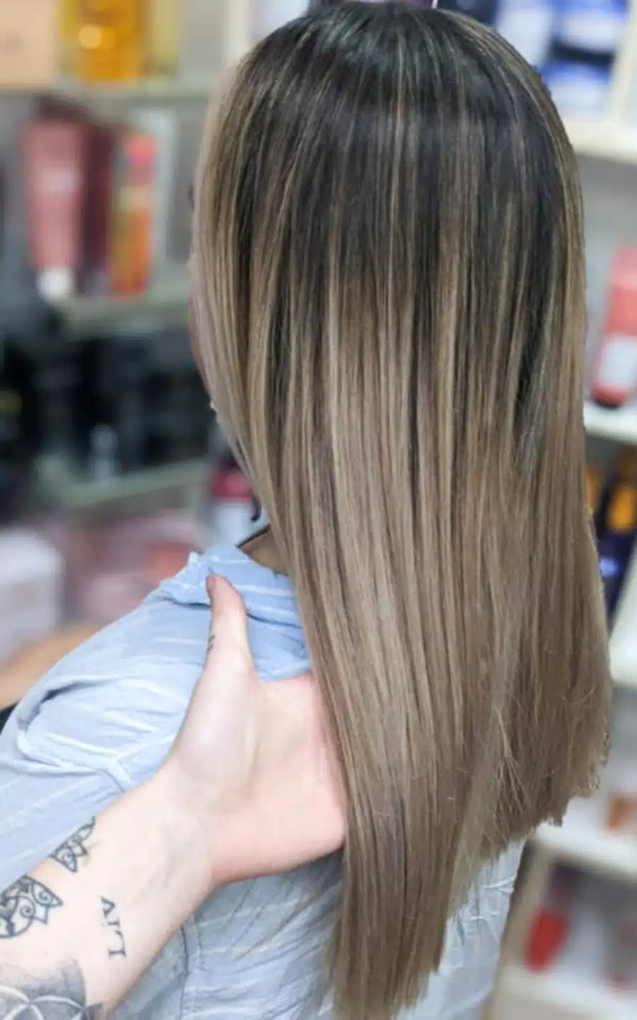 Straightening treatment being applied