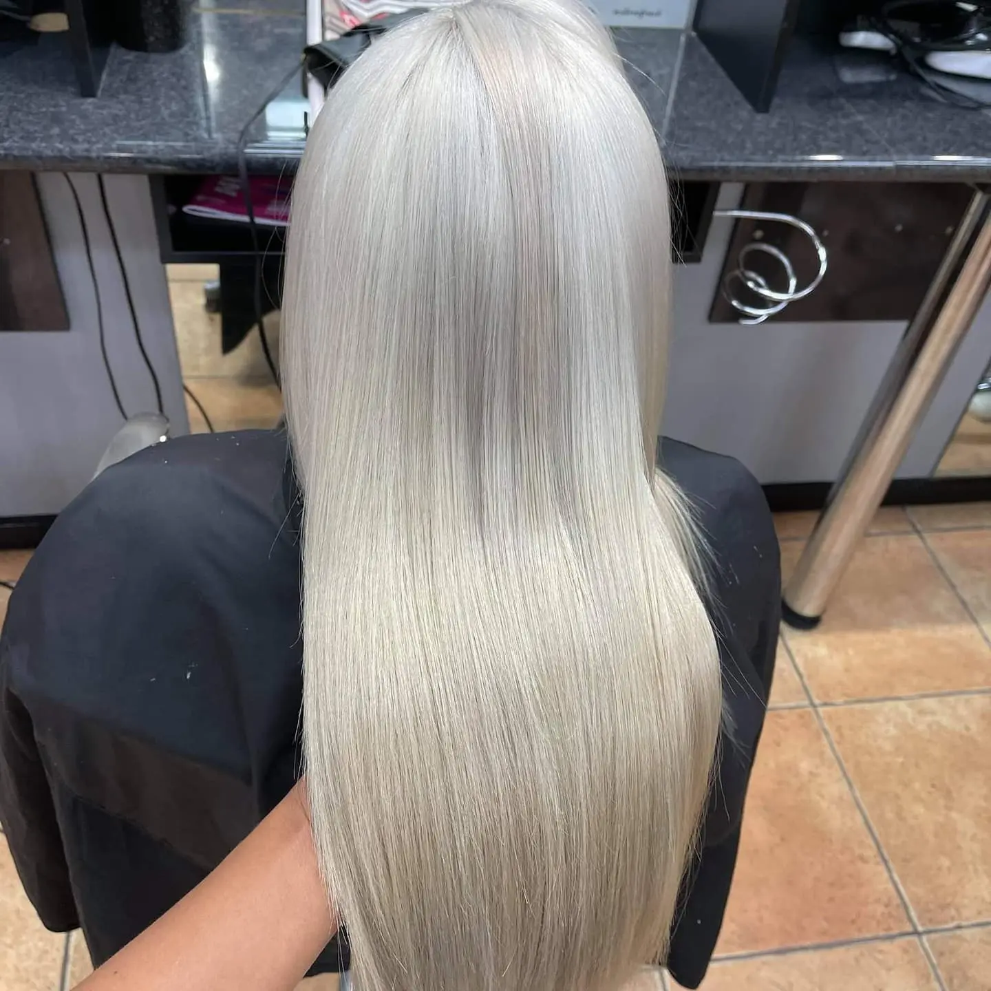 Foil highlights being applied